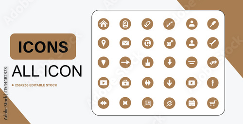Collection of Minimalist Brown Icons for Web and Mobile Applications Development