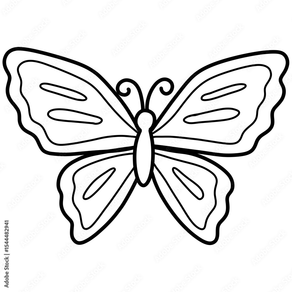 Butterfly cartoon illustration outline Butterfly cartoon illustration outline