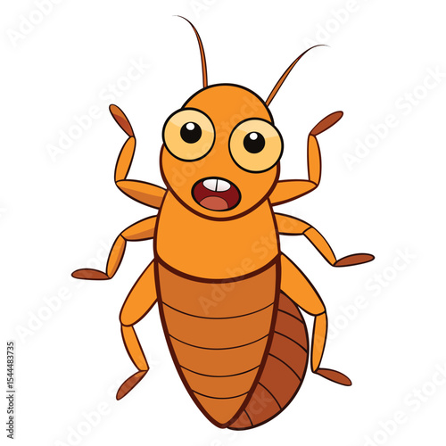 Scared Funny Cockroach Vector Cartoon