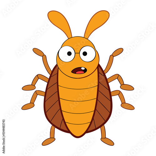 Scared Funny Cockroach Vector Cartoon