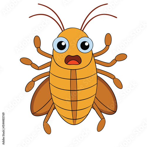 Scared Funny Cockroach Vector Cartoon