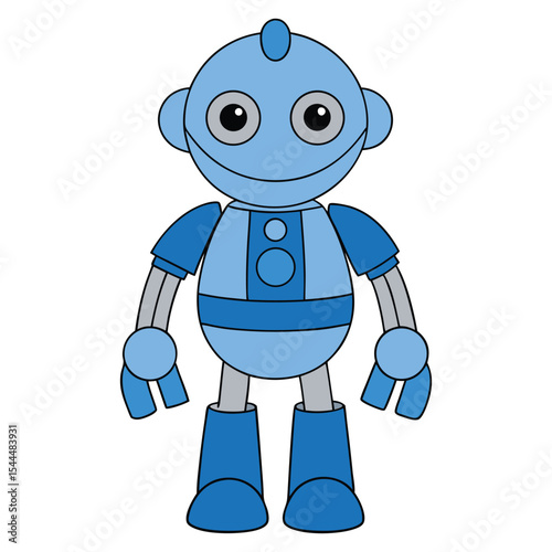 Cute Smiling Robot Vector Cartoon Illustration.