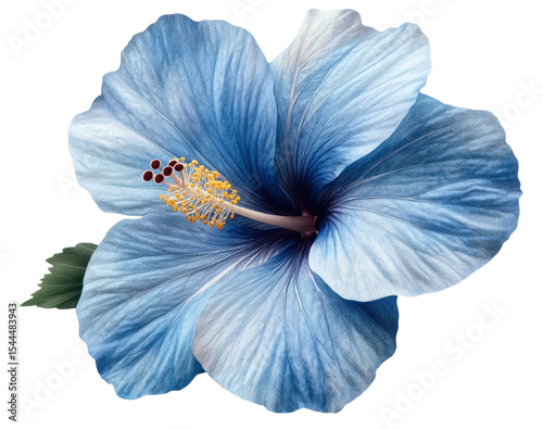 Blue hibiscus flower isolated on transparent background. generative ai.