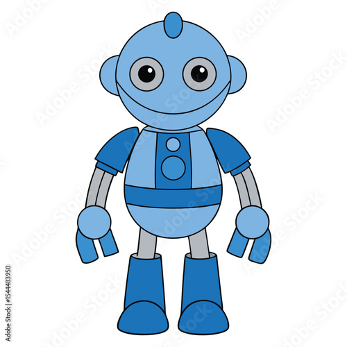 Cute Smiling Robot Vector Cartoon Illustration.