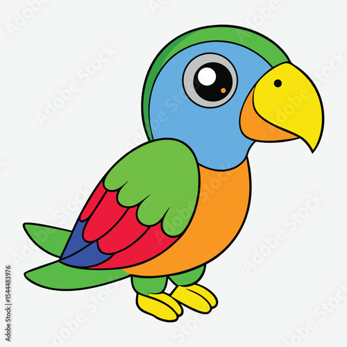 Cartoon illustration of a colorful parrot