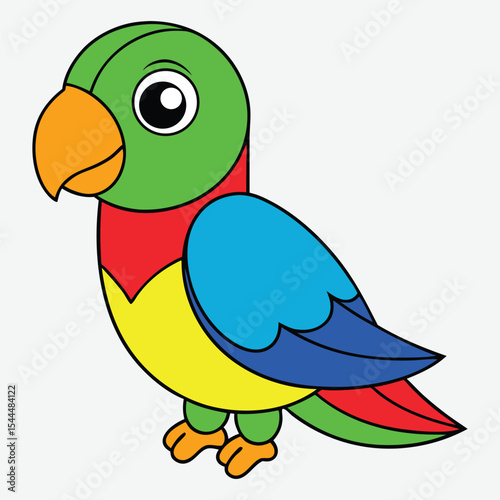 Cartoon illustration of a colorful parrot