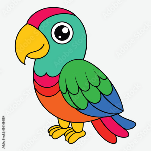 Cartoon illustration of a colorful parrot