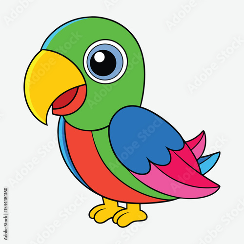 Cartoon illustration of a colorful parrot