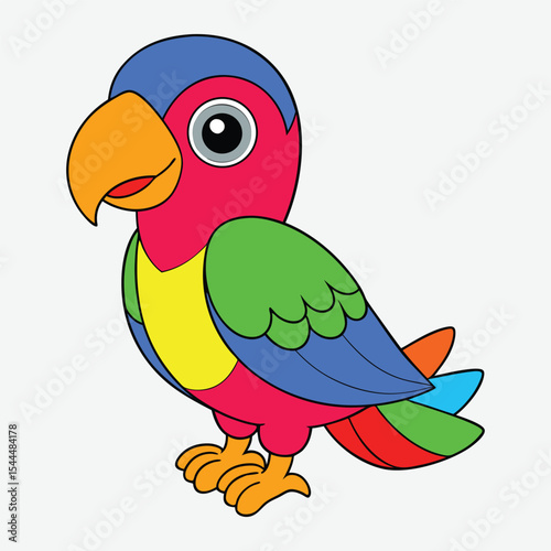 Cartoon illustration of a colorful parrot