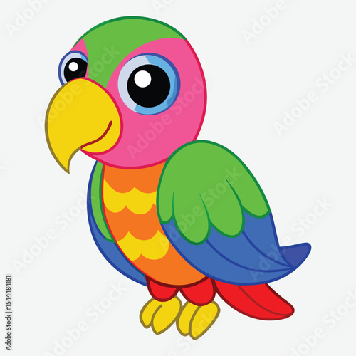 Cartoon illustration of a colorful parrot