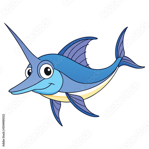 Hand Drawn Marlin Fish Artwork Vector Illustration.