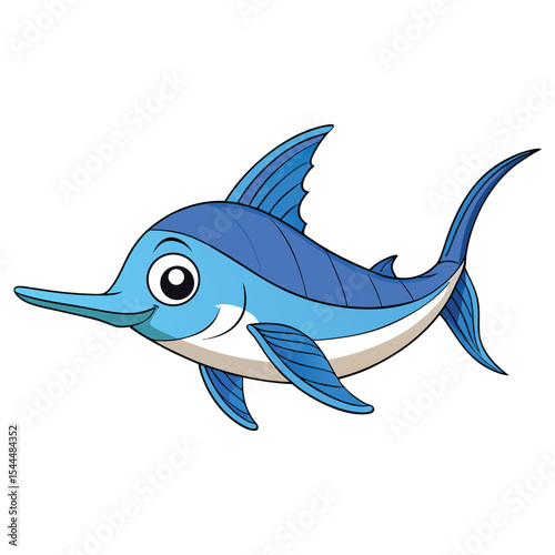 Hand Drawn Marlin Fish Artwork Vector Illustration.