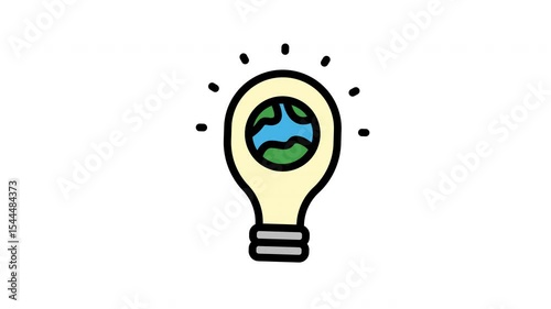 Earth Hour animated icon in filled line style with alpha channel. Perfect for project and Explainer Video