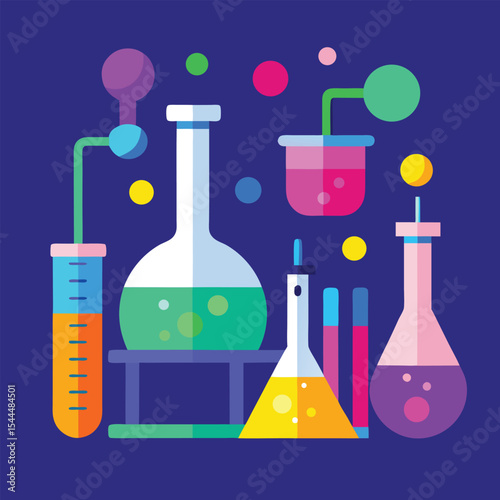 colorful laboratory glassware and equipment.