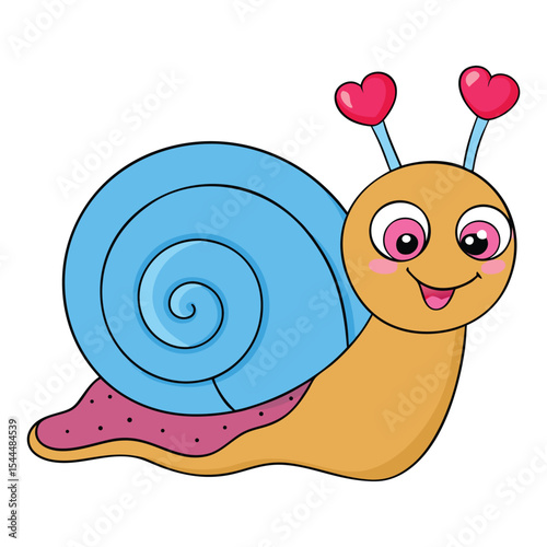 Cute Cartoon Snail Fall In Love Vector Icon Illustration. Love Struck Snail Funny Vector Cartoon Illustration