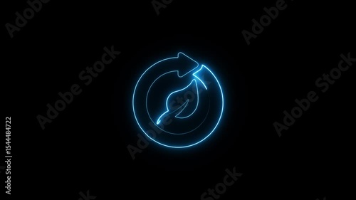 Glowing neon refresh eco icon isolated on black background.colorful refresh icon HD Video motion graphic animation