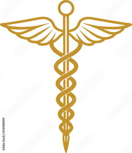 caduceus medical symbol on white