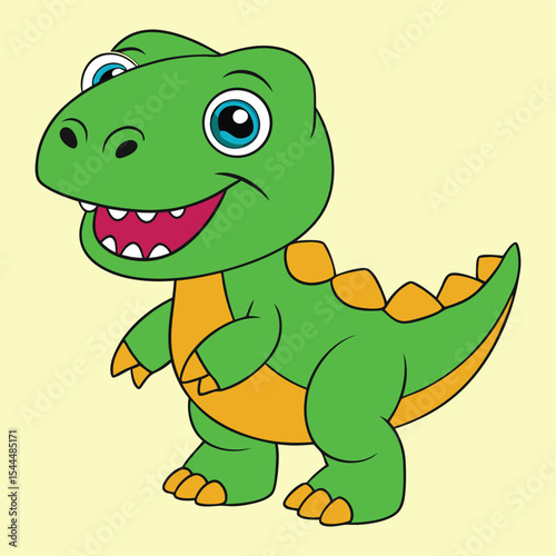 Vector illustration of adorable cartoon dinosaur