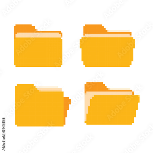 Pixel Folders icon collection. Documents in folders. File folder vector icon set	