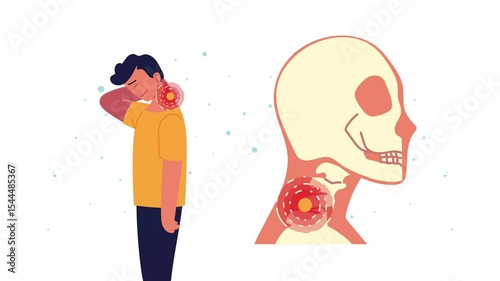 man with neck pain rheumatology disease animation