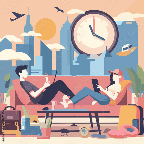 Flat Vector Set – Mindful Living and Digital Detox Themes