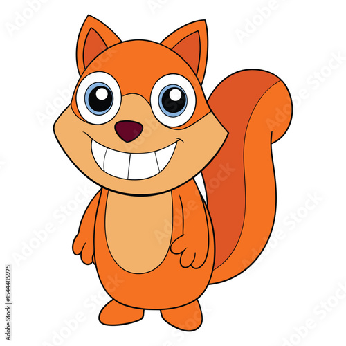 Goofy Big Toothed Squirrel Funny Vector Cartoon Illustration
