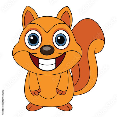 Goofy Big Toothed Squirrel Funny Vector Cartoon Illustration