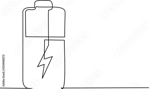 continuous line drawing of battery single line art vector illustration,