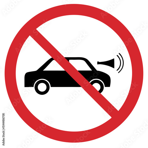 Do not use car horn here sign with sound wave indicator for noise restriction