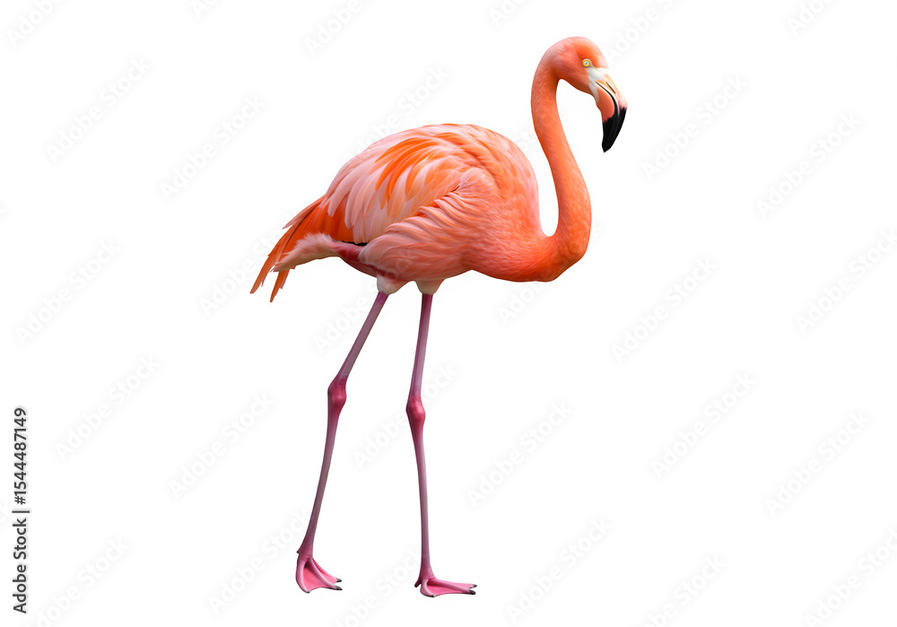 Obraz premium Pink flamingo isolated on white or transparent background. PNG