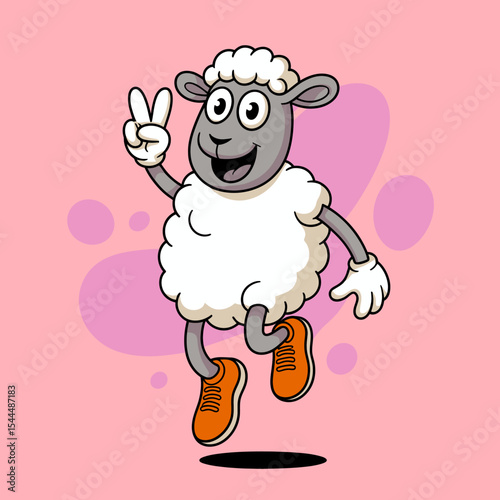 Peace Sign Sheep in Motion