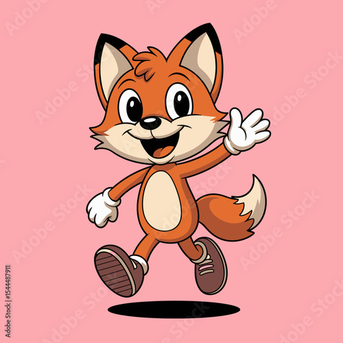 Happy Fox in Christmas Sweater Jumping