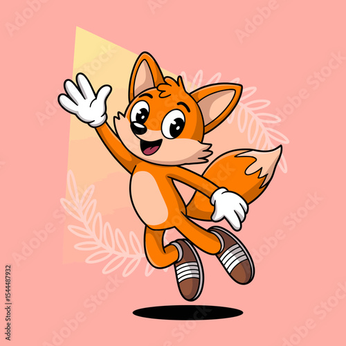 Fox in Christmas Sweater and Sneakers Jumping