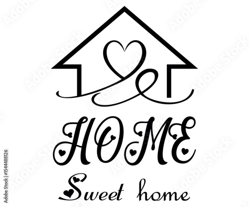 Black and White Home Sweet Home Typography