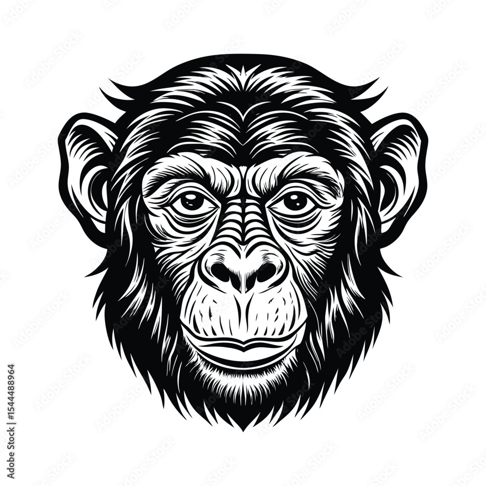 Obraz premium Gorilla chimpanzee face vector illustration