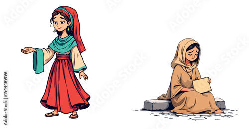 Vsai wealthy and poor women showing social inequality in ancient times