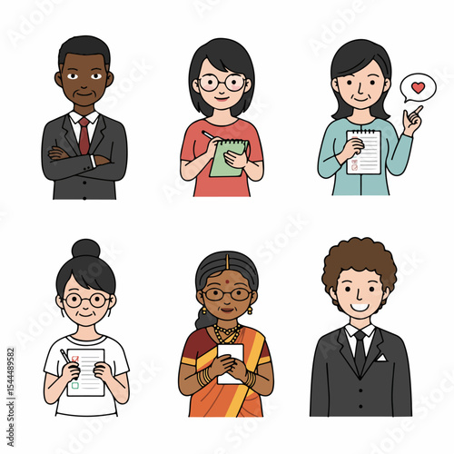 Diverse Cartoon People Portraits