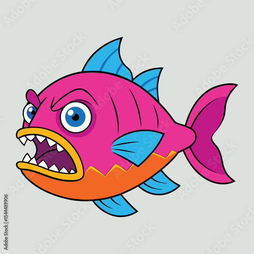 Aggressive Piranha Fish Vector Illustration