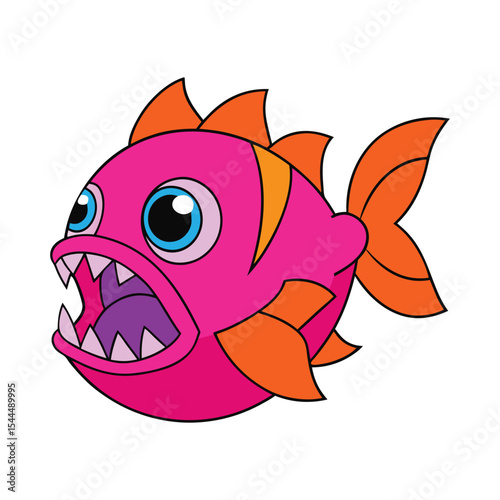 Aggressive Piranha Fish Vector Illustration