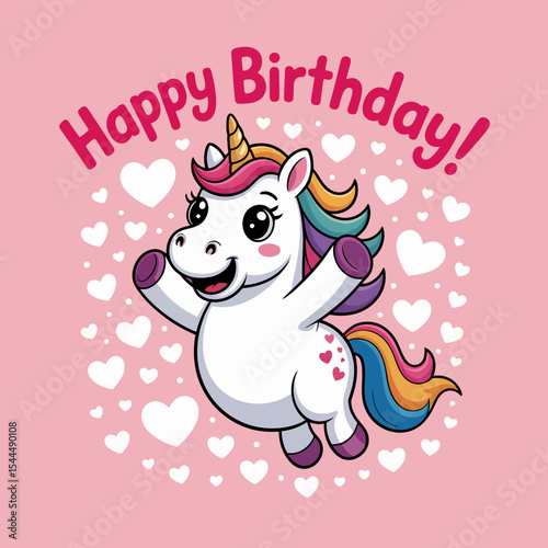 Happy Birthday Unicorn Jumping