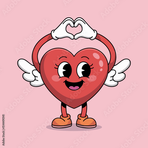 Heart Shape With Wings and Hands