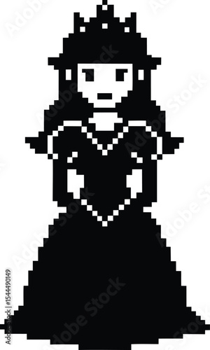 8-bit royal girl - Cute crown outline, EPS JPEG PNG