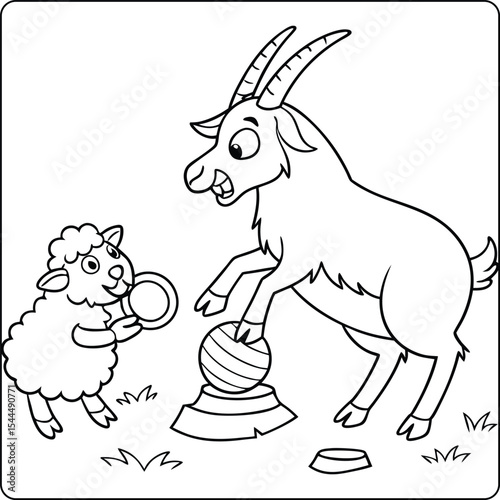Goat and Sheep Circus Act A Fun Coloring Page