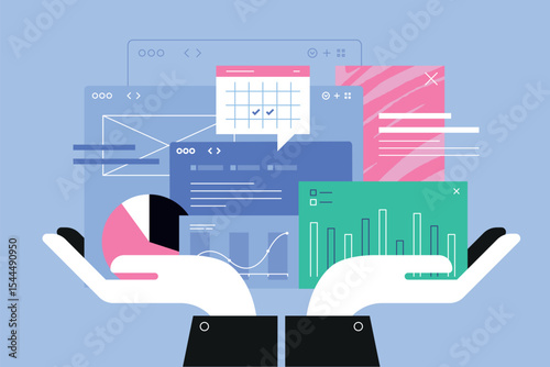 Abstract blue design with geometric shapes and color variations