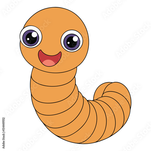 Cute Cartoon Worm Vector Illustration