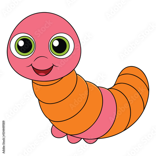 Cute Cartoon Worm Vector Illustration
