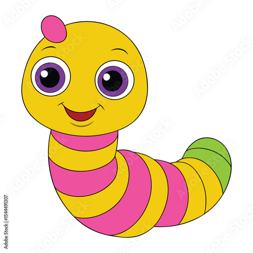 Cute Cartoon Worm Vector Illustration