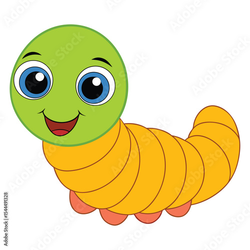 Cute Cartoon Worm Vector Illustration