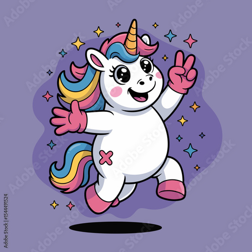 Unicorn with Sparkles and Peace Sign