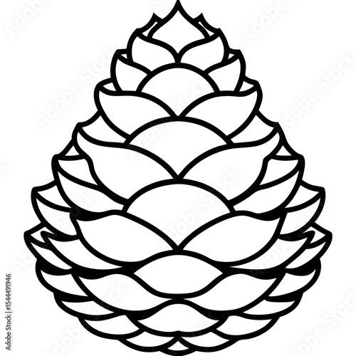 Pinecone with Layered Scales – Repeating Curved Line Segment Illustration